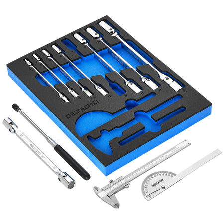 BUNKER Knee Wrench, Measuring and Pick-up Set in EVA Foam Inlay (10 Piece) : Model No. DELTACH-561024