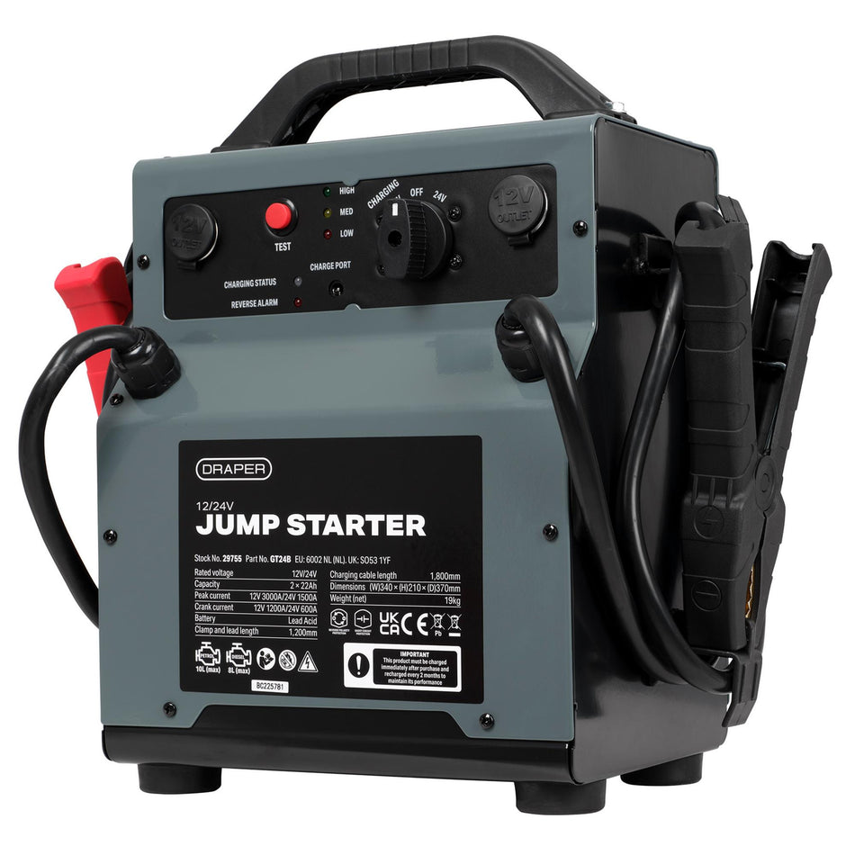12/24V Jump Starter, 3000/1500 Peak Amps