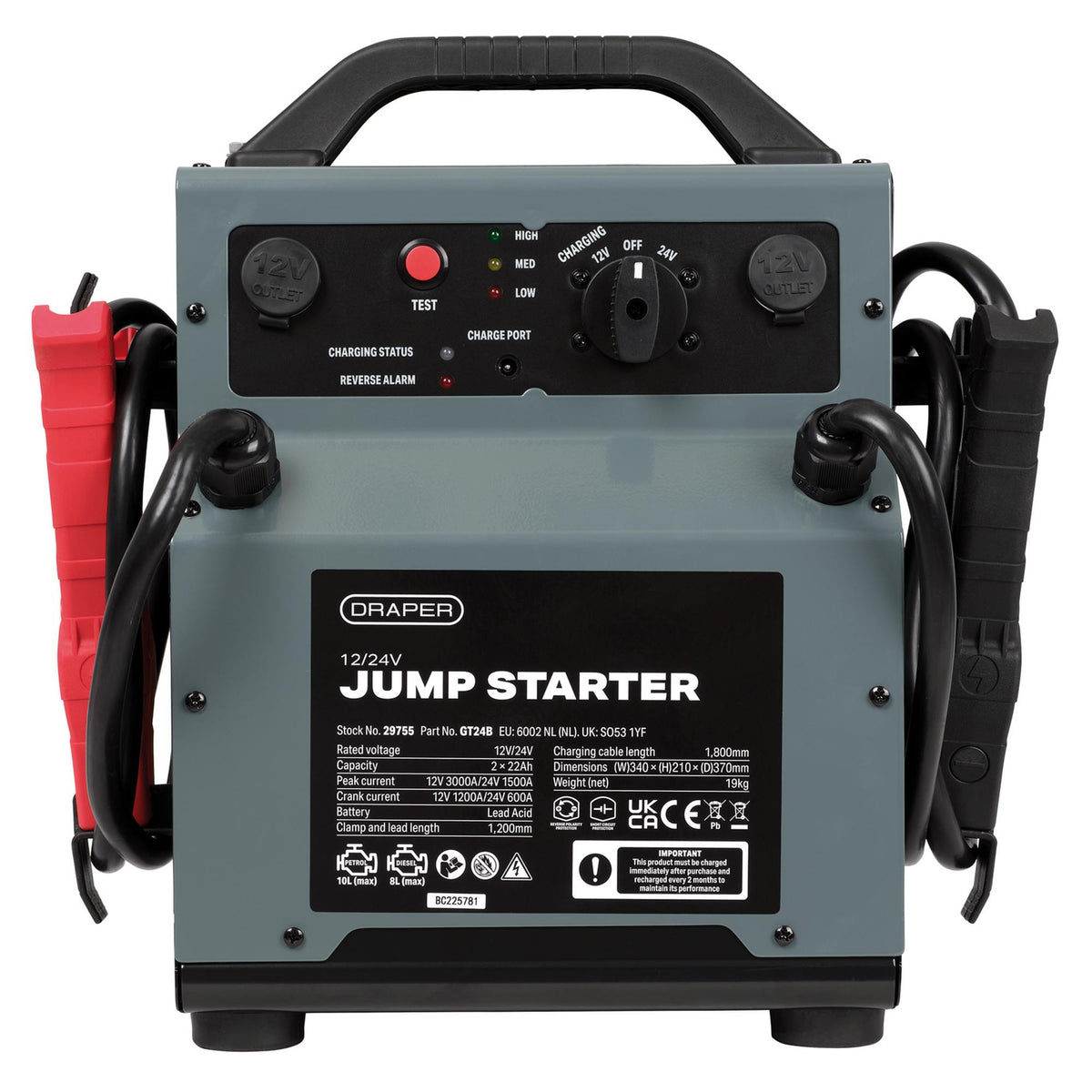 12/24V Jump Starter, 3000/1500 Peak Amps