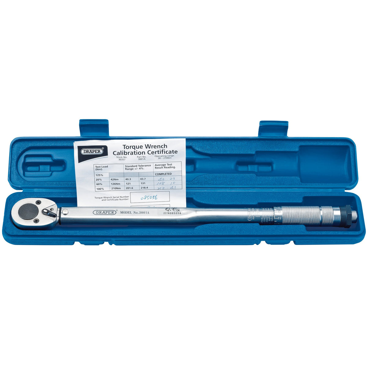 DRAPER 1/2in. Square Drive 30 - 210Nm or 22.1-154.9lb-ft Ratchet Torque Wrench: Model No.3001A