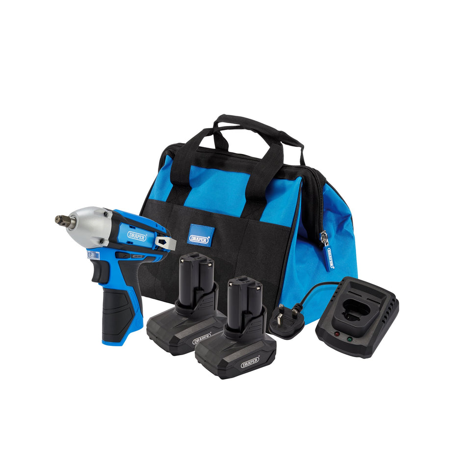 12V Impact Wrench Kit, 2 x 4.0Ah, 1 x Fast Charger, 1 x Tool Bag : Model No. PTK12VKIT