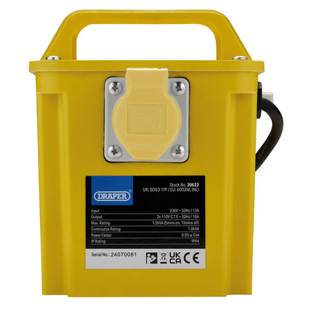 110V Portable Transformer, 1.5kVA : Model No. DPT1500A