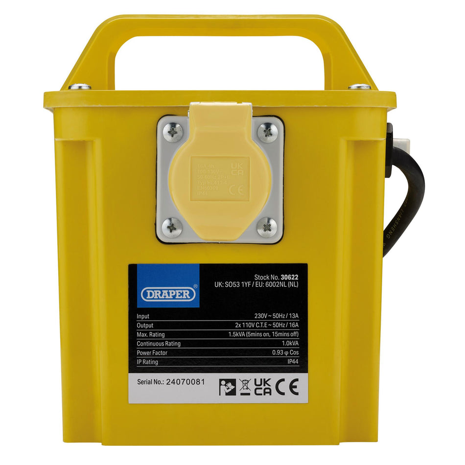110V Portable Transformer, 1.5kVA : Model No. DPT1500A