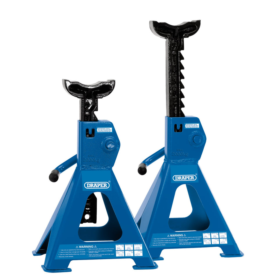 DRAPER 2 Tonne Ratcheting Axle Stands (Pair): Model No.AS2000RA