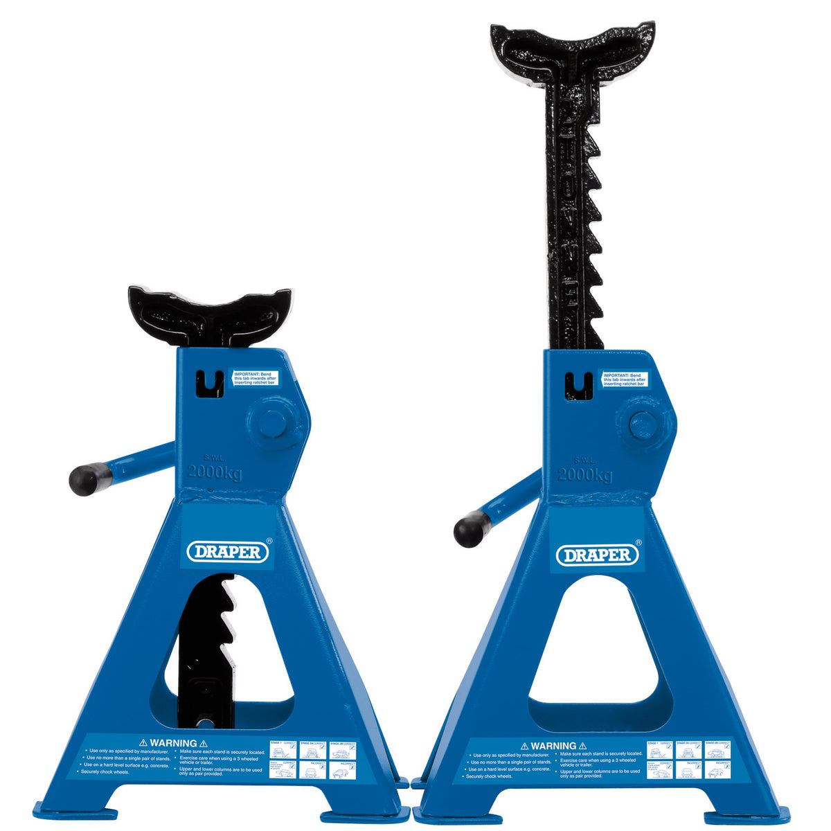 DRAPER 2 Tonne Ratcheting Axle Stands (Pair): Model No.AS2000RA