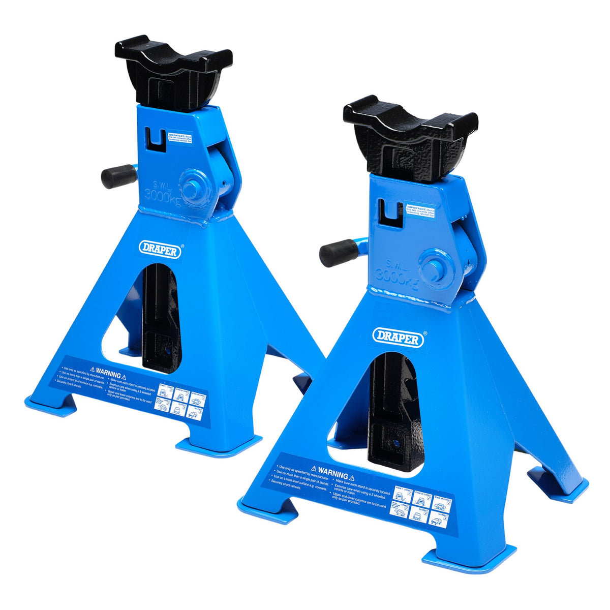 DRAPER 3 tonne Ratcheting Axle Stands (Pair): Model No.AS3000R