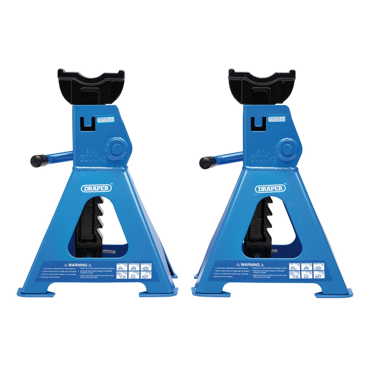 DRAPER 3 tonne Ratcheting Axle Stands (Pair): Model No.AS3000R