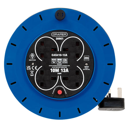 230V 13A 4 Socket Cassette Reel, 10m