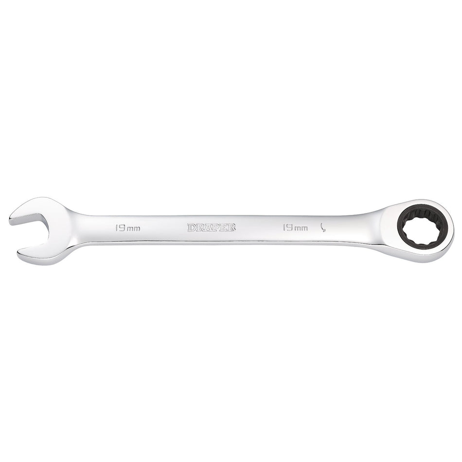 DRAPER Hi-Torq ; 19mm Metric Ratcheting Combination Spanner: Model No.8230MM