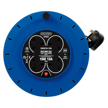 230V 13A 4 Socket Cassette Reel, 15m