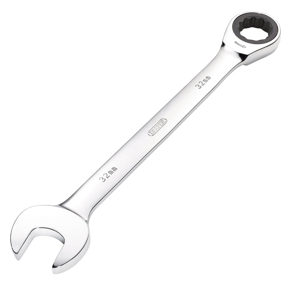 DRAPER Hi-Torq ; 32mm Metric Ratcheting Combination Spanner: Model No.8230MM