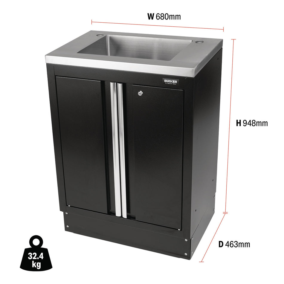 DRAPER BUNKER Modular Floor Cabinet with Sink, 2 Door, 680mm Model No. MS400-2BC/S