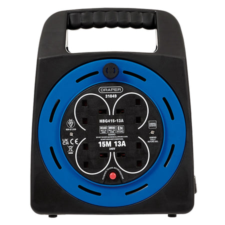 230V Four Socket Cable Reel, 15m