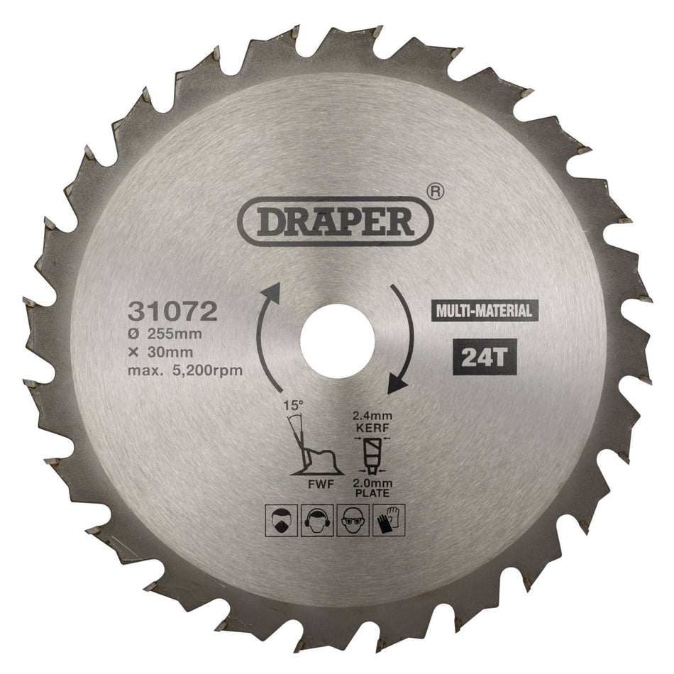 TCT Multi-Purpose Circular Saw Blade, 255 x 30mm, 24T: Model No. SBM7