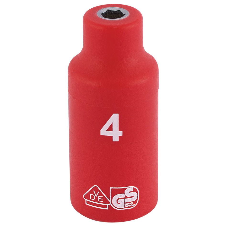 DRAPER 1/4" Sq. Dr. Fully Insulated VDE Socket (4mm): Model No. B6VDE-MM