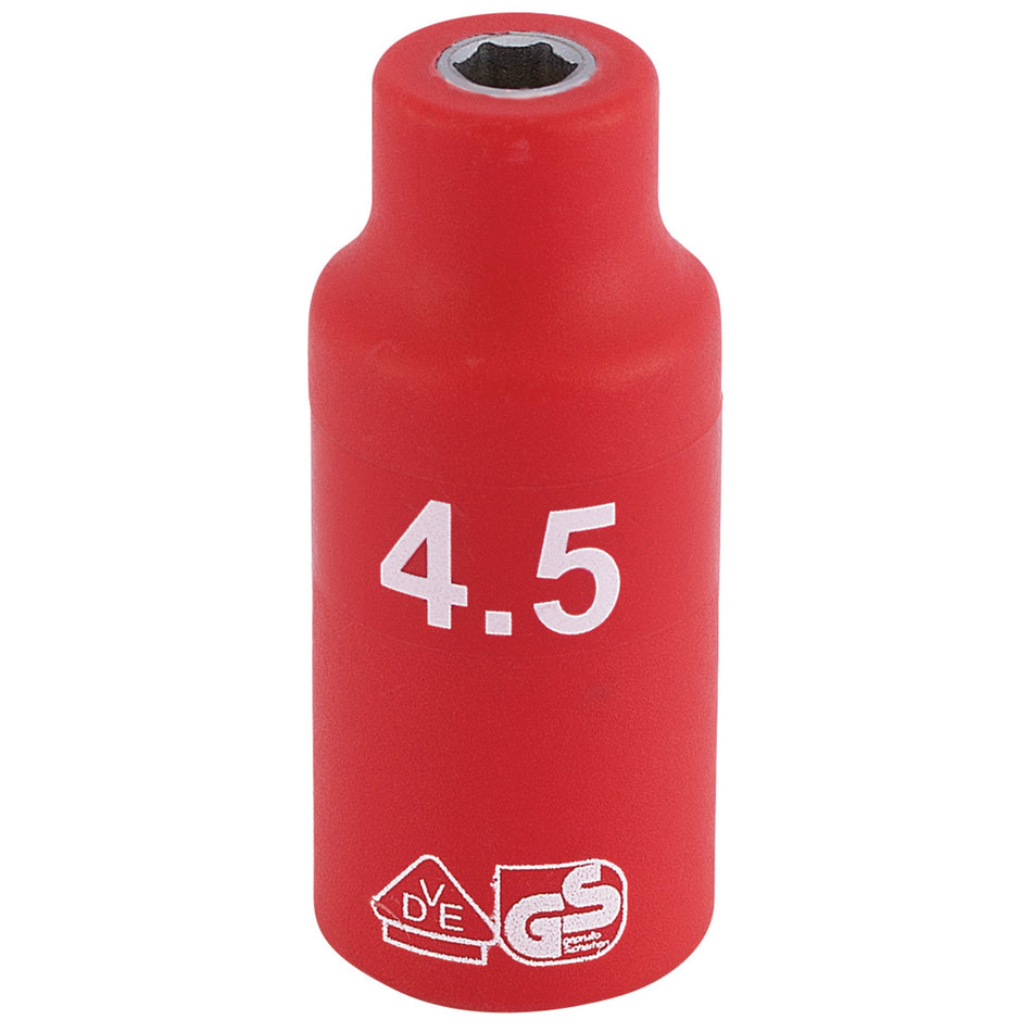 DRAPER 1/4" Sq. Dr. Fully Insulated VDE Socket (4.5mm): Model No. B6VDE-MM