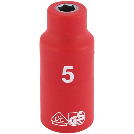 DRAPER 1/4" Sq. Dr. Fully Insulated VDE Socket (5mm): Model No. B6VDE-MM