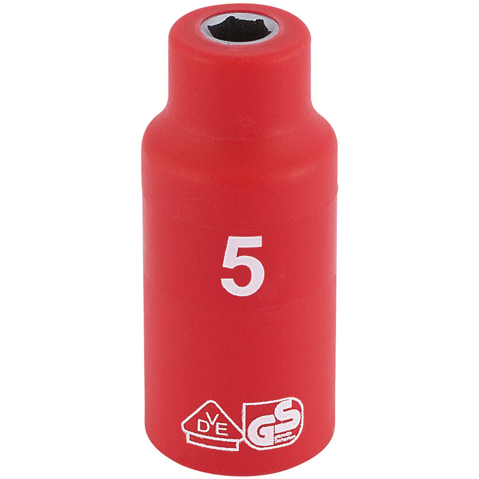 DRAPER 1/4" Sq. Dr. Fully Insulated VDE Socket (5mm): Model No. B6VDE-MM