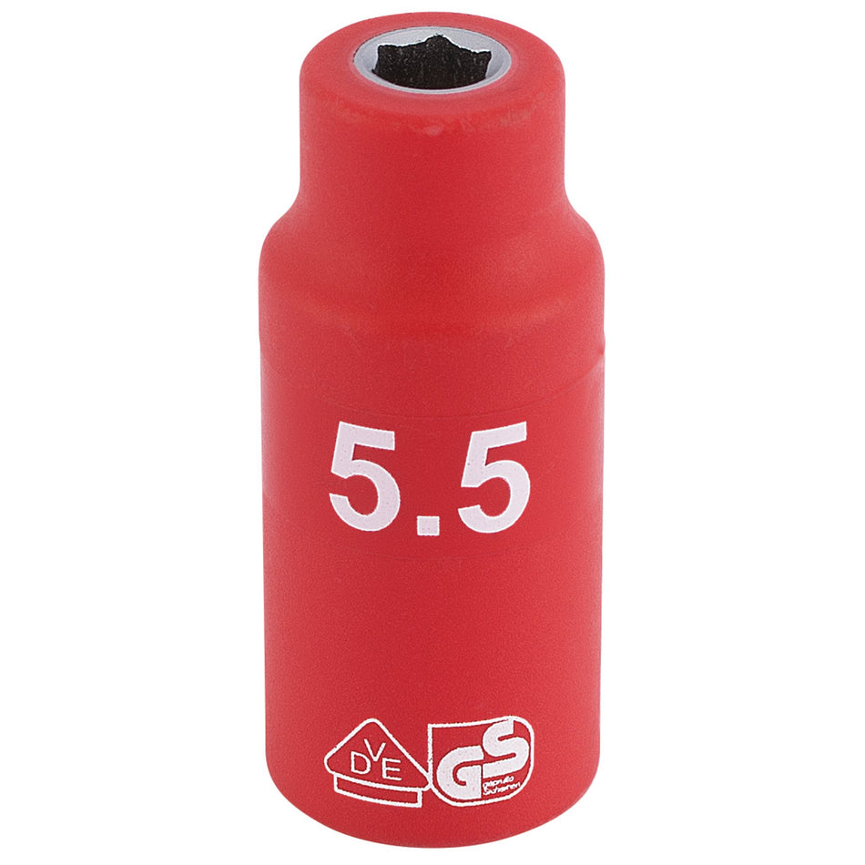 DRAPER 1/4" Sq. Dr. Fully Insulated VDE Socket (5.5mm): Model No. B6VDE-MM