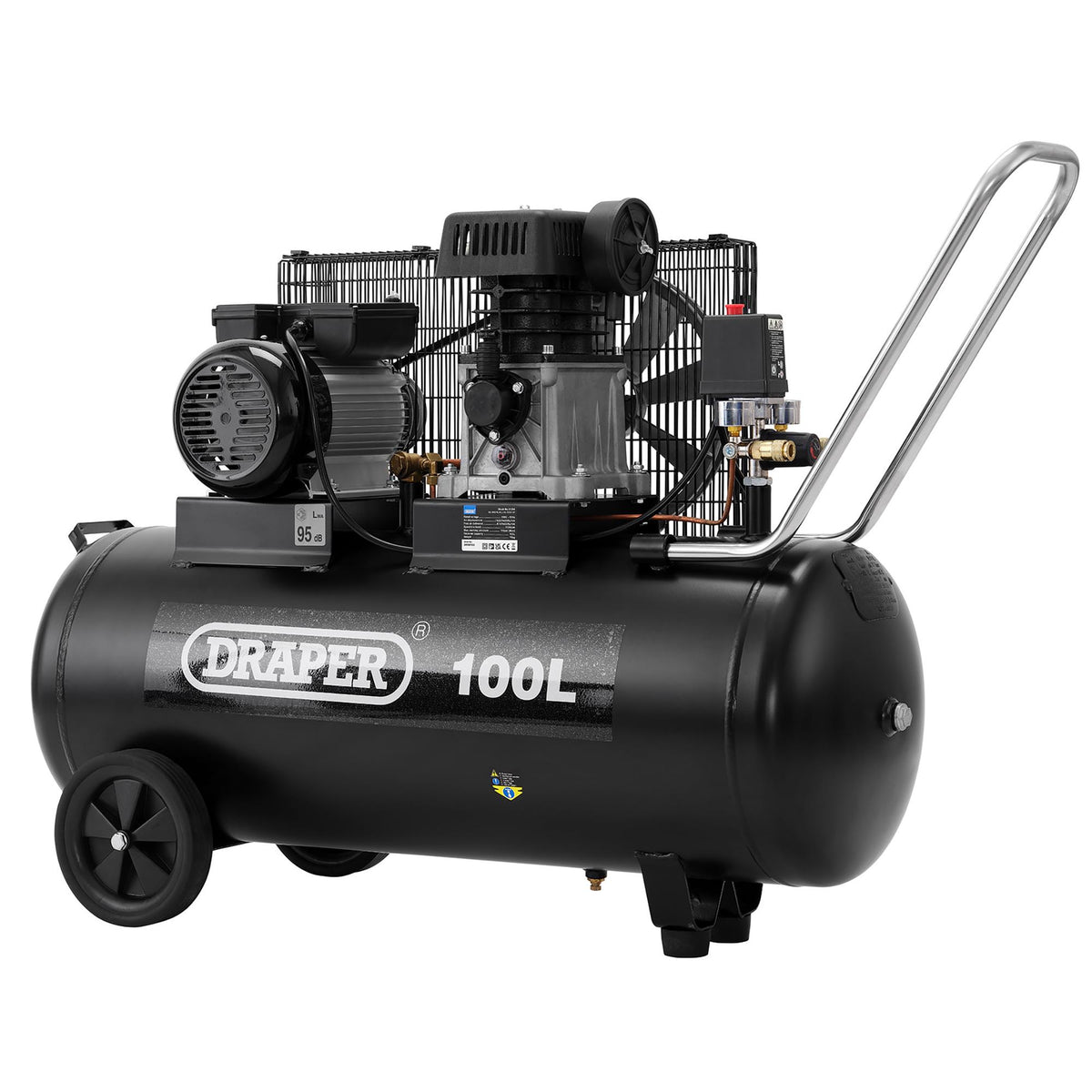 DRAPER 100L 230V 2.2kW (3hp) Belt-Driven Air Compressor: Model No.DA100/330