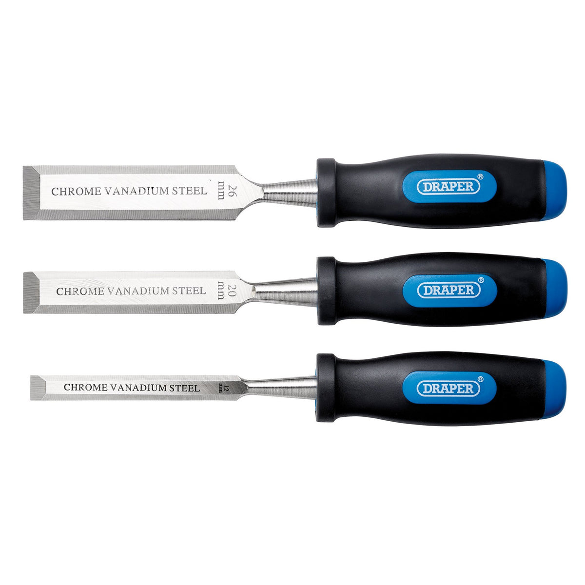 Soft Grip Bevel Edge Wood Chisel Set (3 Piece) : Model No. WC2SG/3