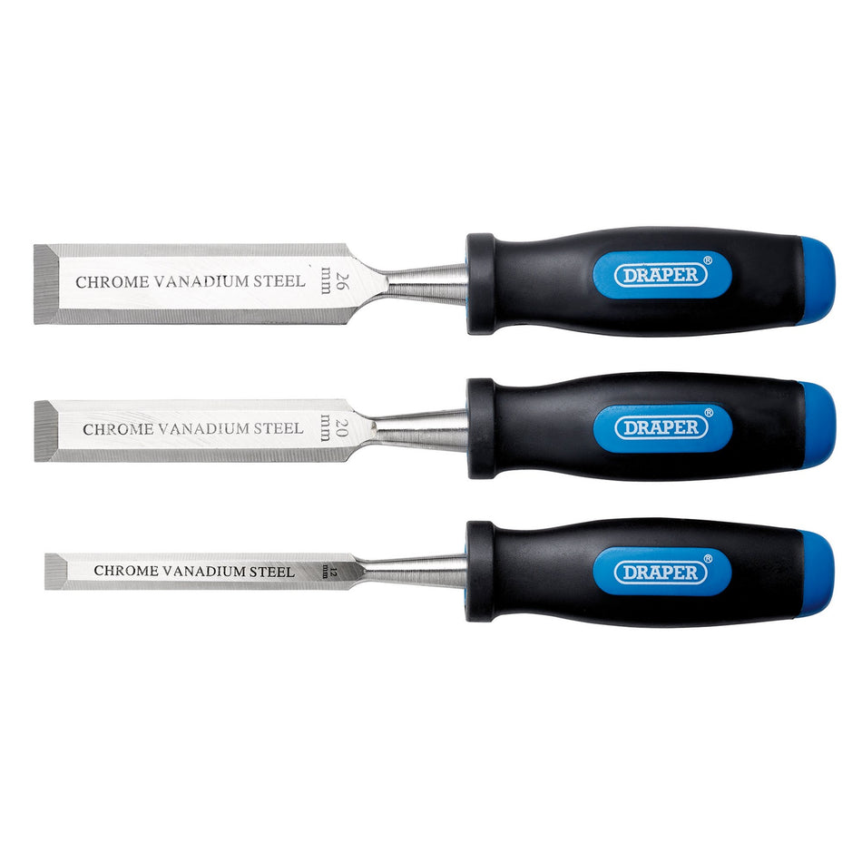 Soft Grip Bevel Edge Wood Chisel Set (3 Piece) : Model No. WC2SG/3