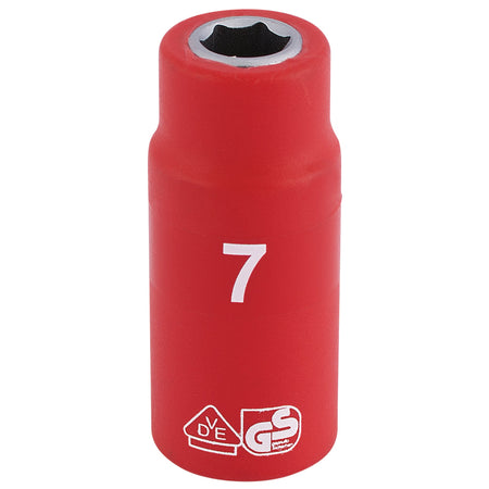 DRAPER 1/4" Sq. Dr. Fully Insulated VDE Socket (7mm): Model No. B6VDE-MM