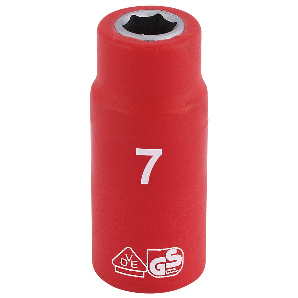 DRAPER 1/4" Sq. Dr. Fully Insulated VDE Socket (7mm): Model No. B6VDE-MM
