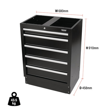DRAPER BUNKER Modular Floor Cabinet, 5 Drawer, 680mm Model No. MS400-5BU