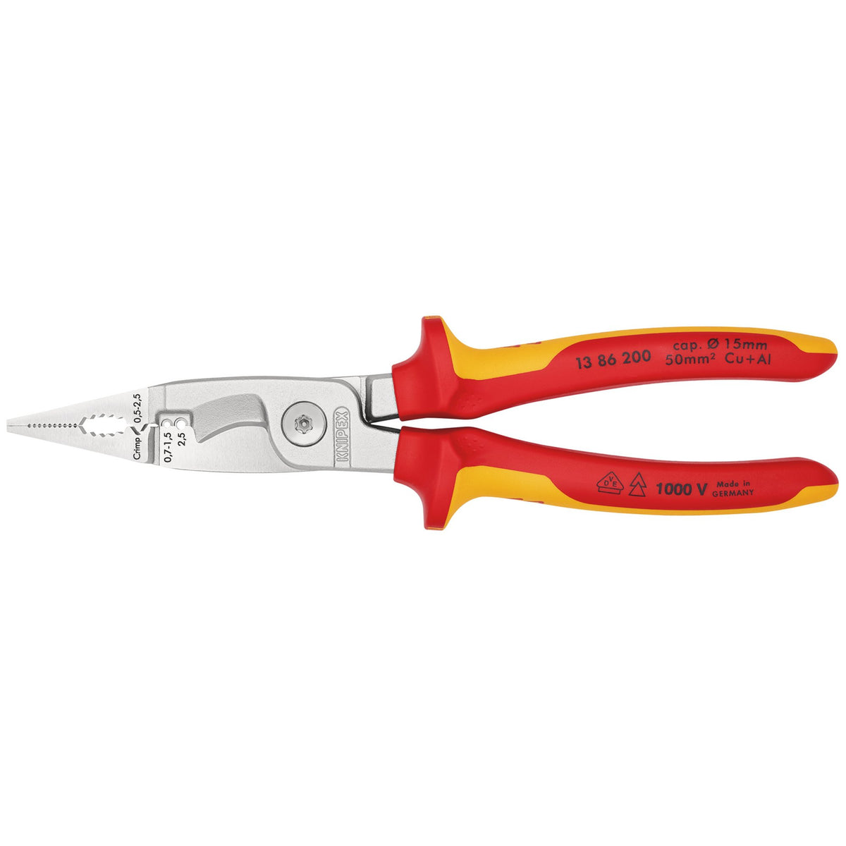 Knipex VDE 200mm Electricians Universal Installation Pliers : Model No.13 86 200SBE