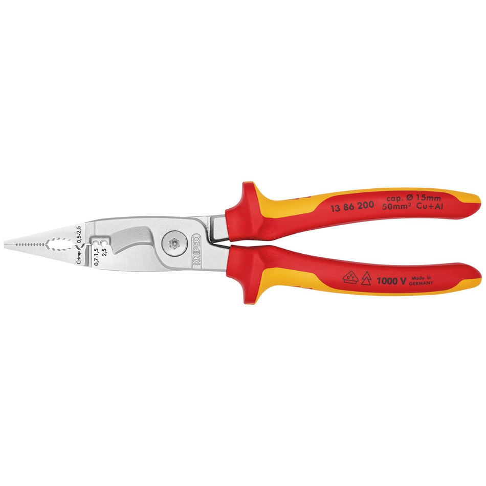 Knipex VDE 200mm Electricians Universal Installation Pliers : Model No.13 86 200SBE