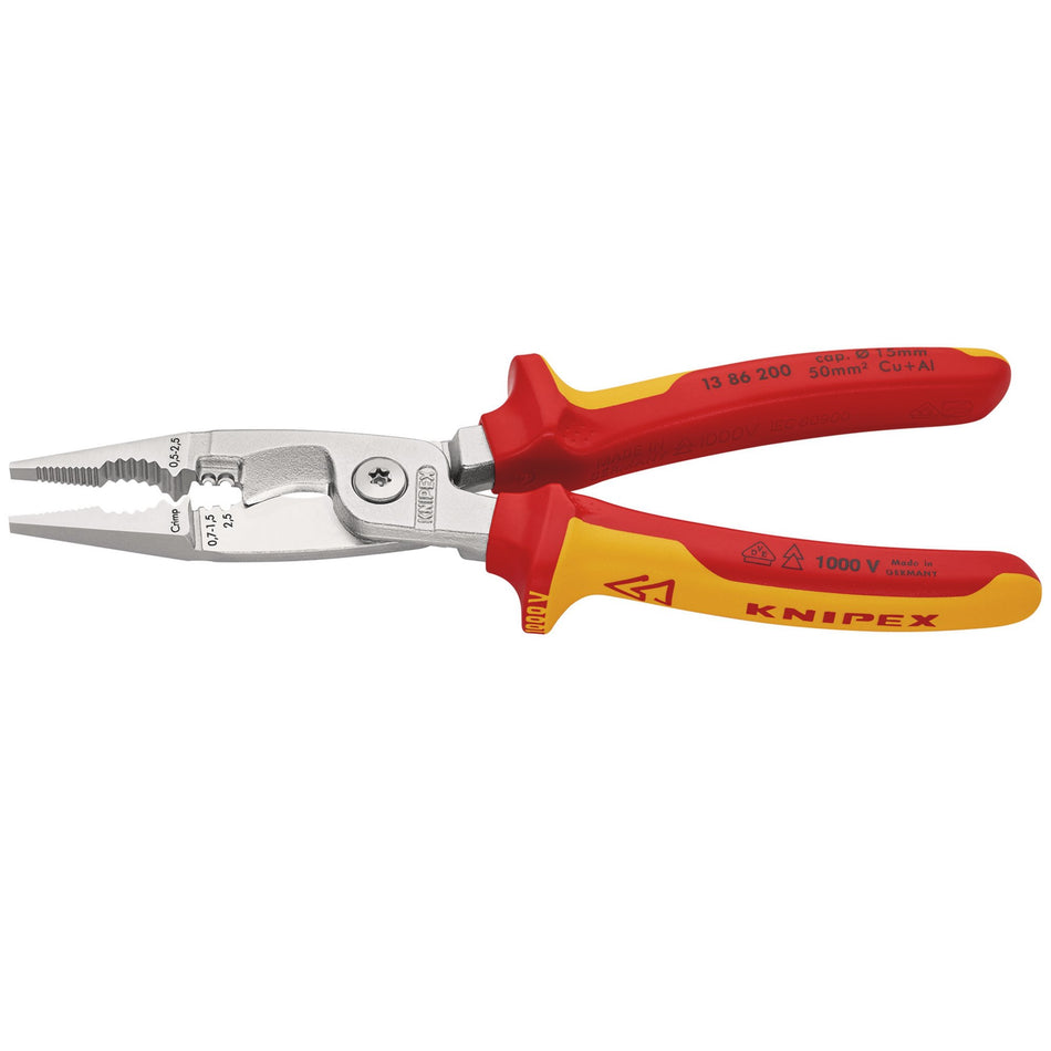 Knipex VDE 200mm Electricians Universal Installation Pliers : Model No.13 86 200SBE