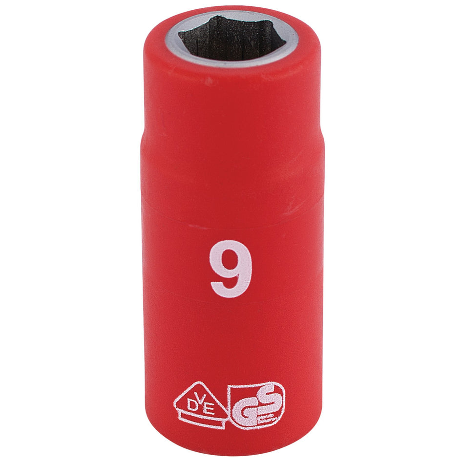DRAPER 1/4" Sq. Dr. Fully Insulated VDE Socket (9mm): Model No. B6VDE-MM