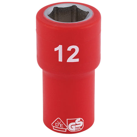 DRAPER 1/4" Sq. Dr. Fully Insulated VDE Socket (12mm): Model No. B6VDE-MM