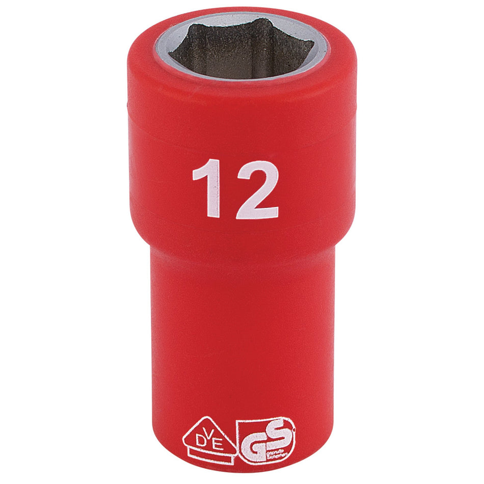 DRAPER 1/4" Sq. Dr. Fully Insulated VDE Socket (12mm): Model No. B6VDE-MM