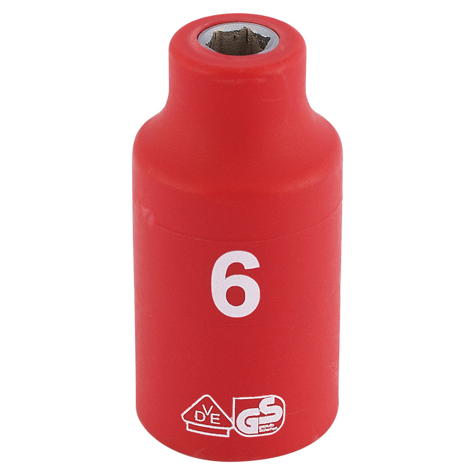 DRAPER 3/8" Sq. Dr. Fully Insulated VDE Socket (6mm): Model No. D6VDE-MM