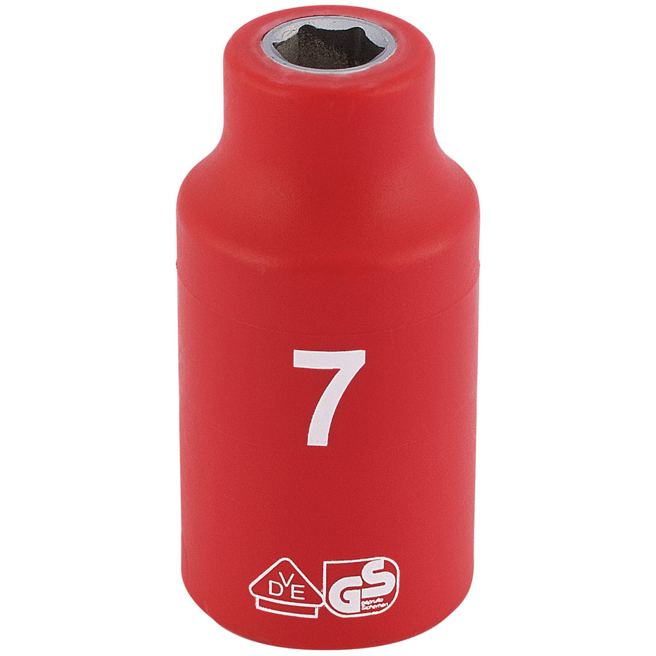 DRAPER 3/8" Sq. Dr. Fully Insulated VDE Socket (7mm): Model No. D6VDE-MM