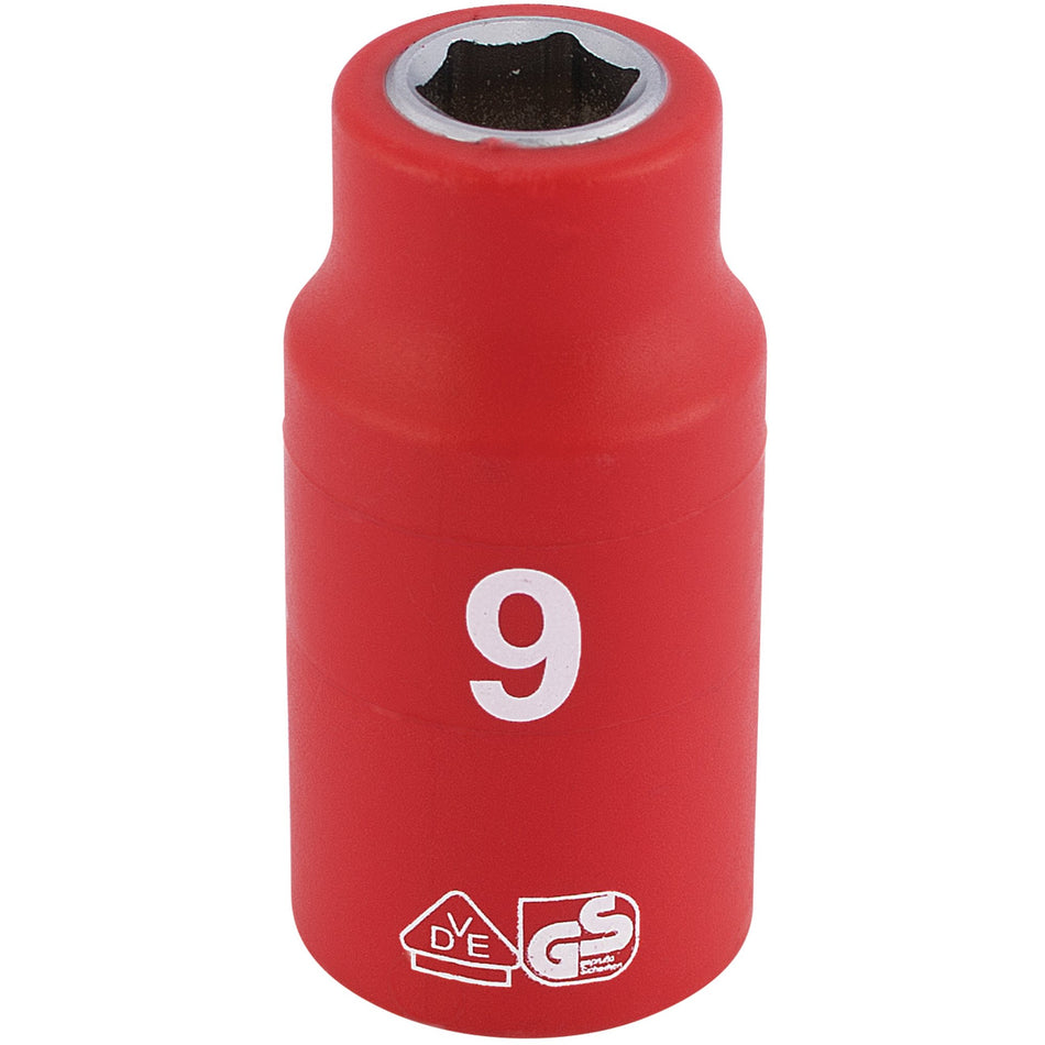 DRAPER 3/8" Sq. Dr. Fully Insulated VDE Socket (9mm): Model No. D6VDE-MM