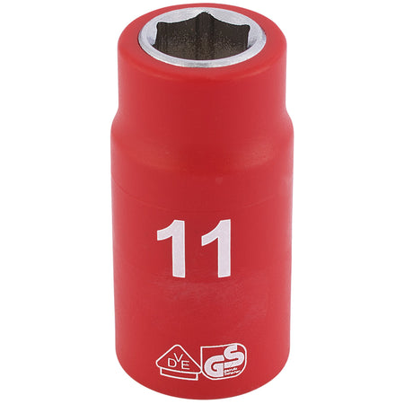 DRAPER 3/8" Sq. Dr. Fully Insulated VDE Socket (11mm): Model No. D6VDE-MM