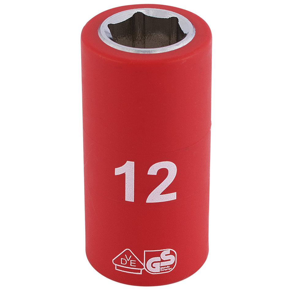 DRAPER 3/8" Sq. Dr. Fully Insulated VDE Socket (12mm): Model No. D6VDE-MM