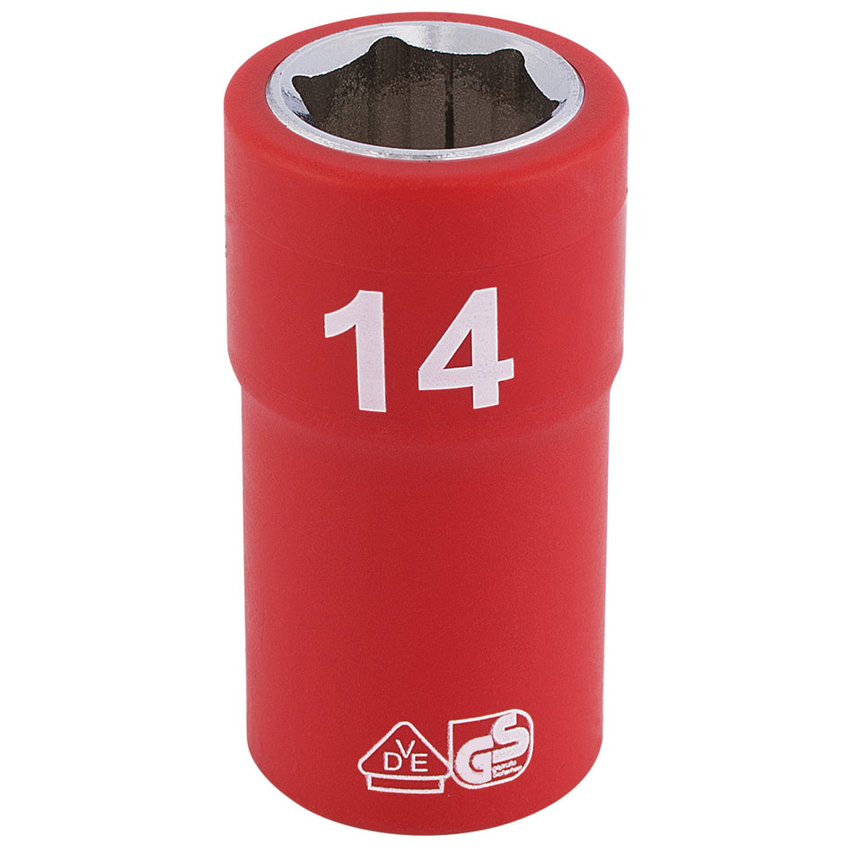 DRAPER 3/8" Sq. Dr. Fully Insulated VDE Socket (14mm): Model No. D6VDE-MM