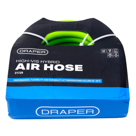 High Visibility Hybrid Air Hose, 10m x 10mm, 1/4" BSP, Green
