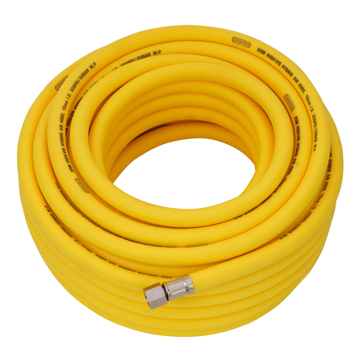 High Visibility Hybrid Air Hose, 20m x 10mm, 1/4" BSP, Yellow