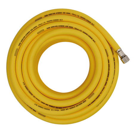 High Visibility Hybrid Air Hose, 20m x 10mm, 1/4" BSP, Yellow