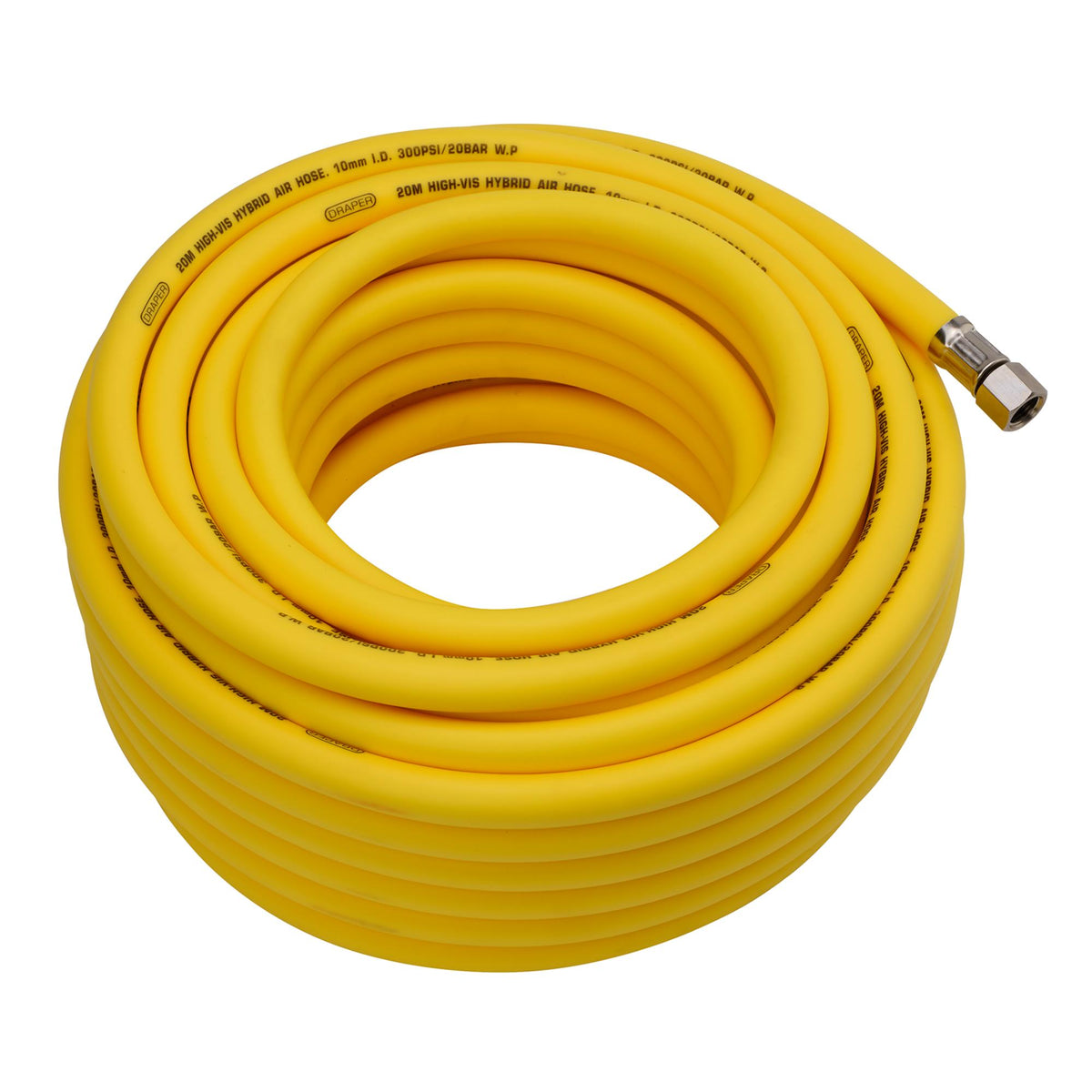 High Visibility Hybrid Air Hose, 20m x 10mm, 1/4" BSP, Yellow