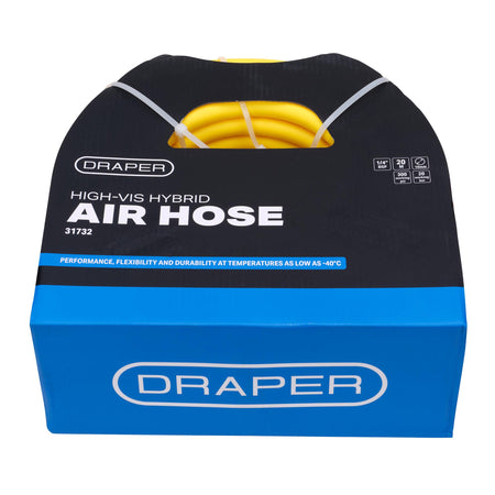 High Visibility Hybrid Air Hose, 20m x 10mm, 1/4" BSP, Yellow