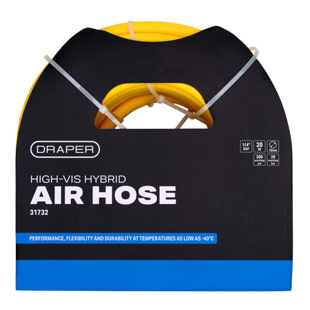 High Visibility Hybrid Air Hose, 20m x 10mm, 1/4" BSP, Yellow