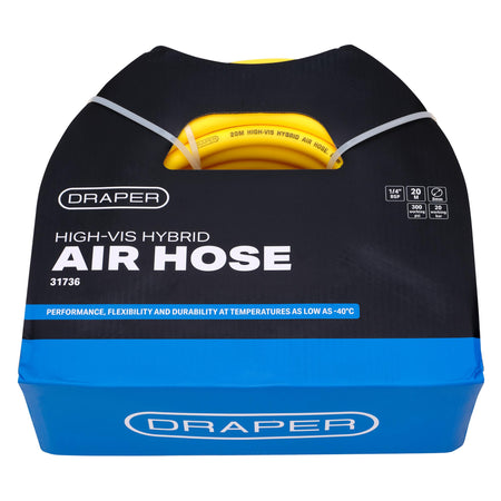 High Visibility Hybrid Air Hose, 20m x 8mm, 1/4" BSP, Yellow