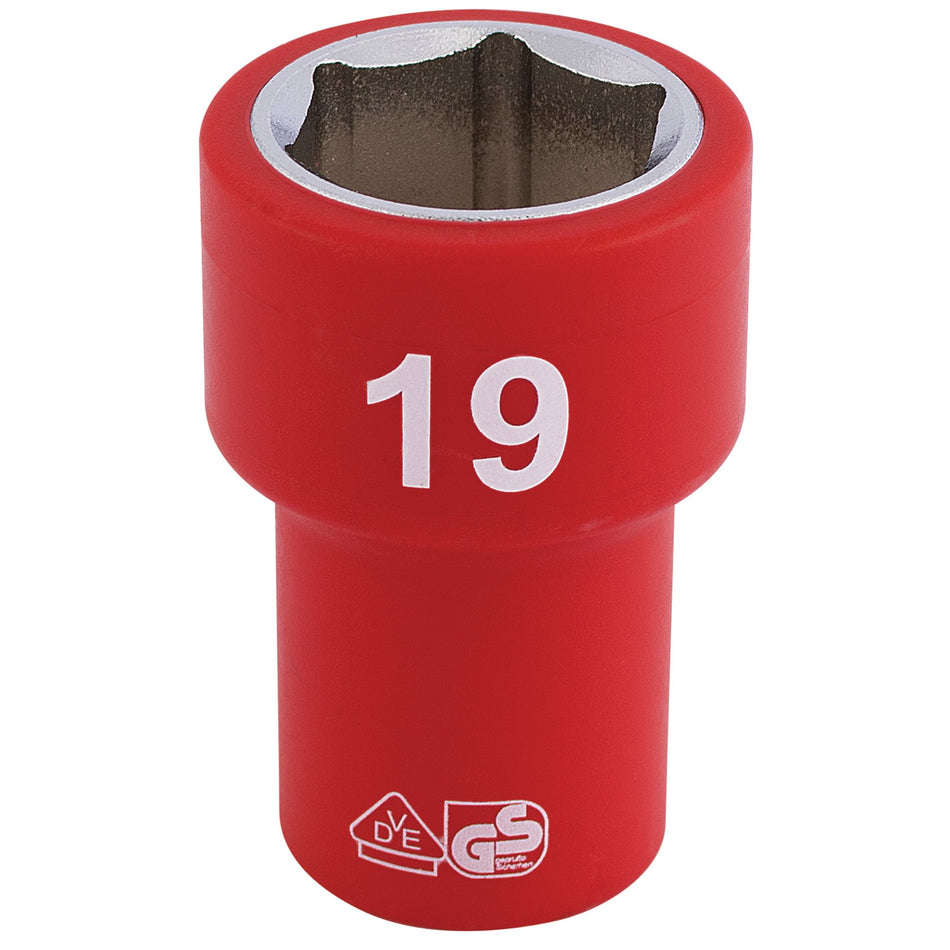 DRAPER 3/8" Sq. Dr. Fully Insulated VDE Socket (19mm): Model No. D6VDE-MM