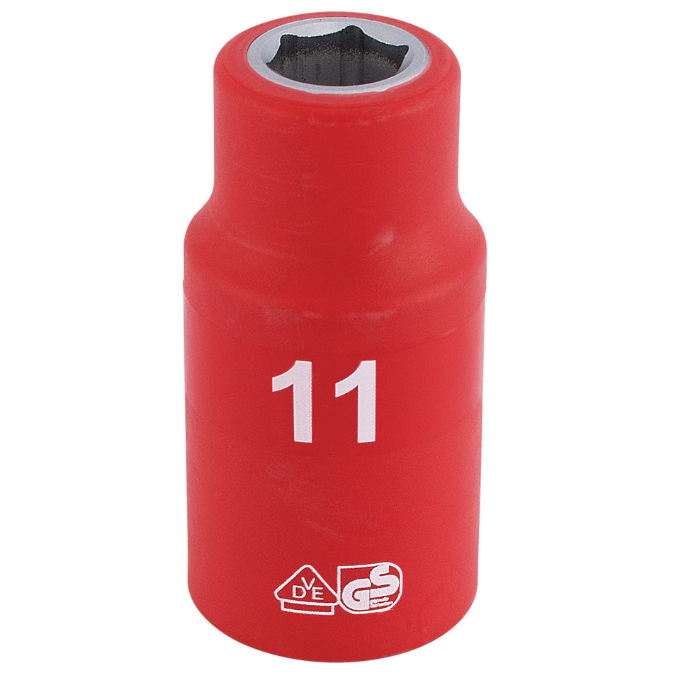 DRAPER 1/2" Sq. Dr. Fully Insulated VDE Socket (11mm): Model No. H6VDE-MM/B